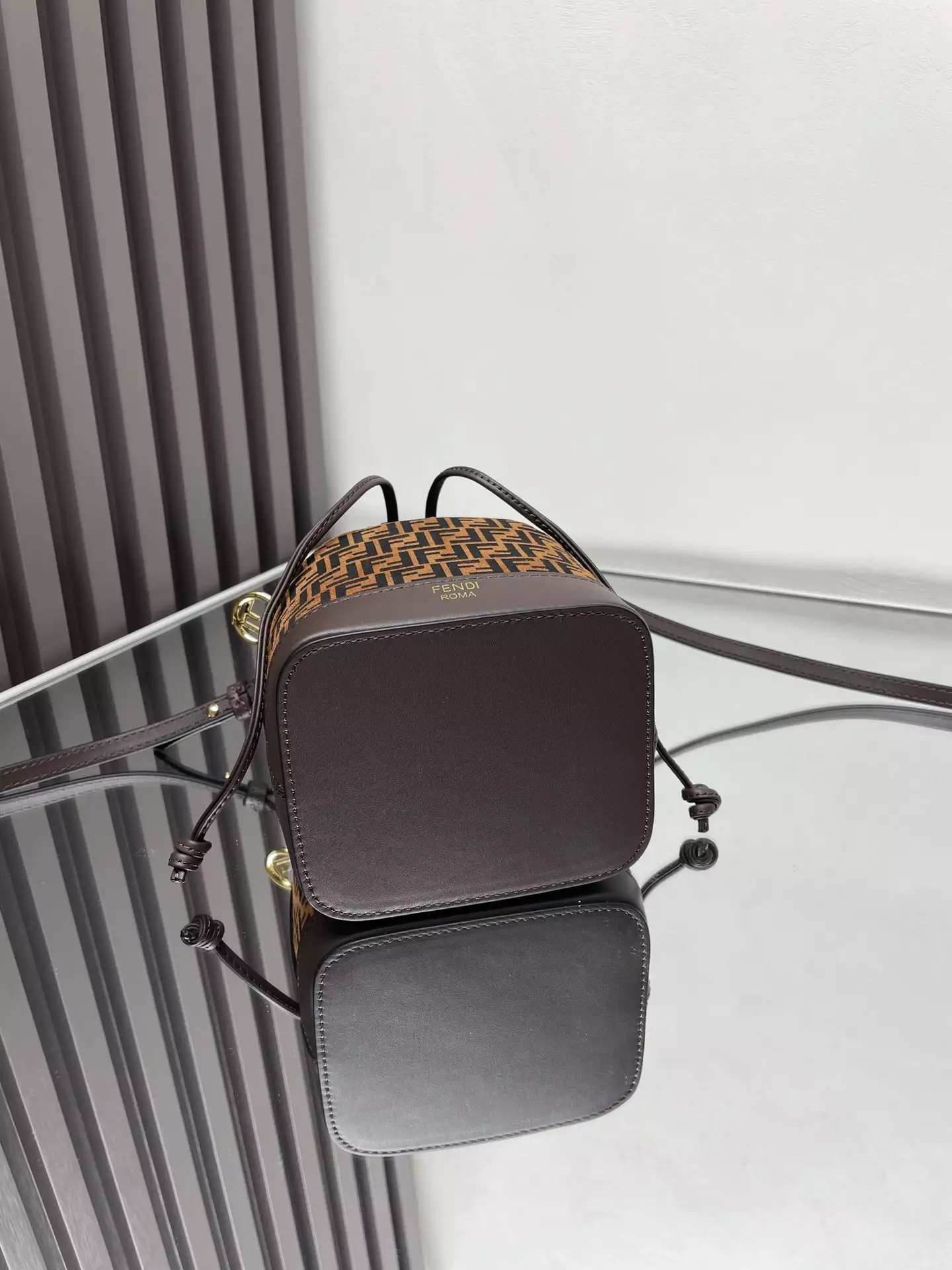 Mon Tresor Brown Leather Mini-Bag with FF Print