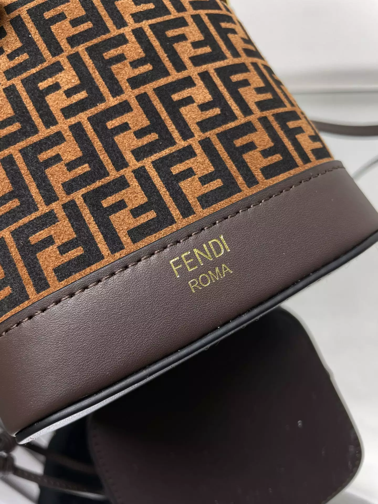 Mon Tresor Brown Leather Mini-Bag with FF Print