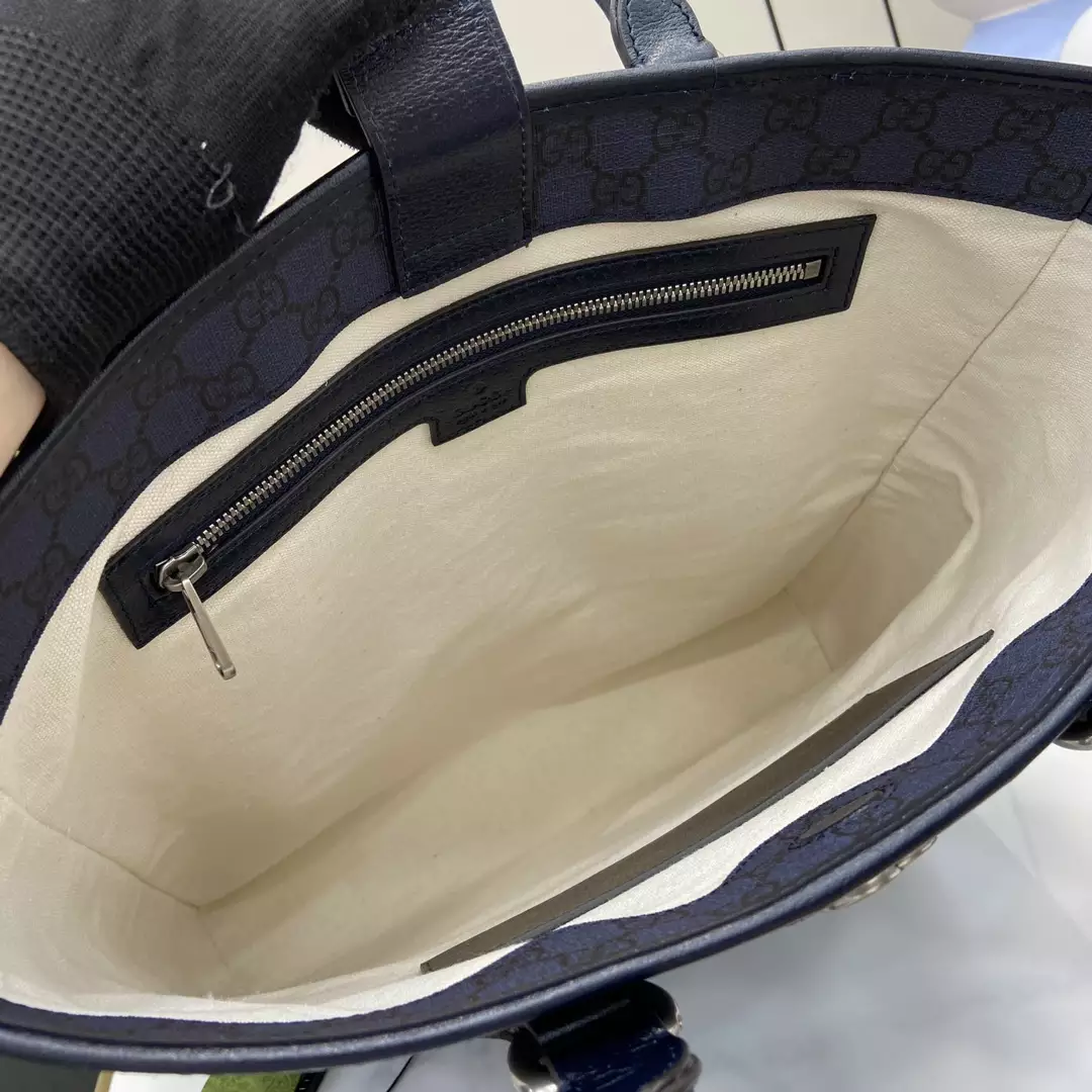 Ophidia GG Medium Tote Bag in Blue and Dark Blue GG Supreme