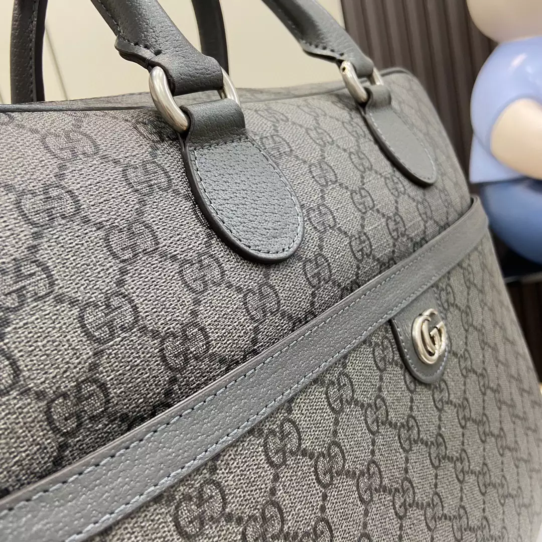 Ophidia Medium GG Briefcase in Dark Grey and Black GG Supreme