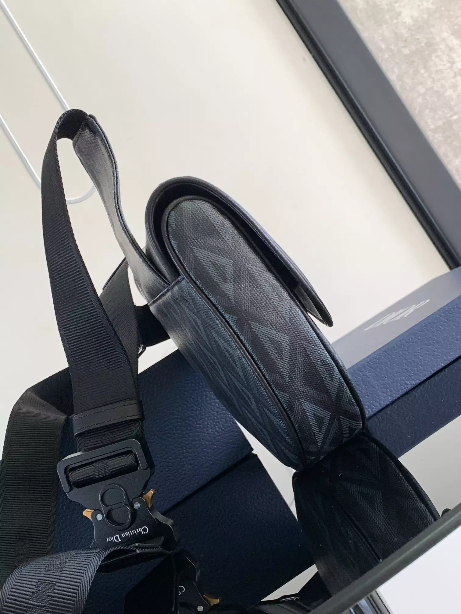 saddle bag black cd Di*m*nd canvas and black smooth calfskin