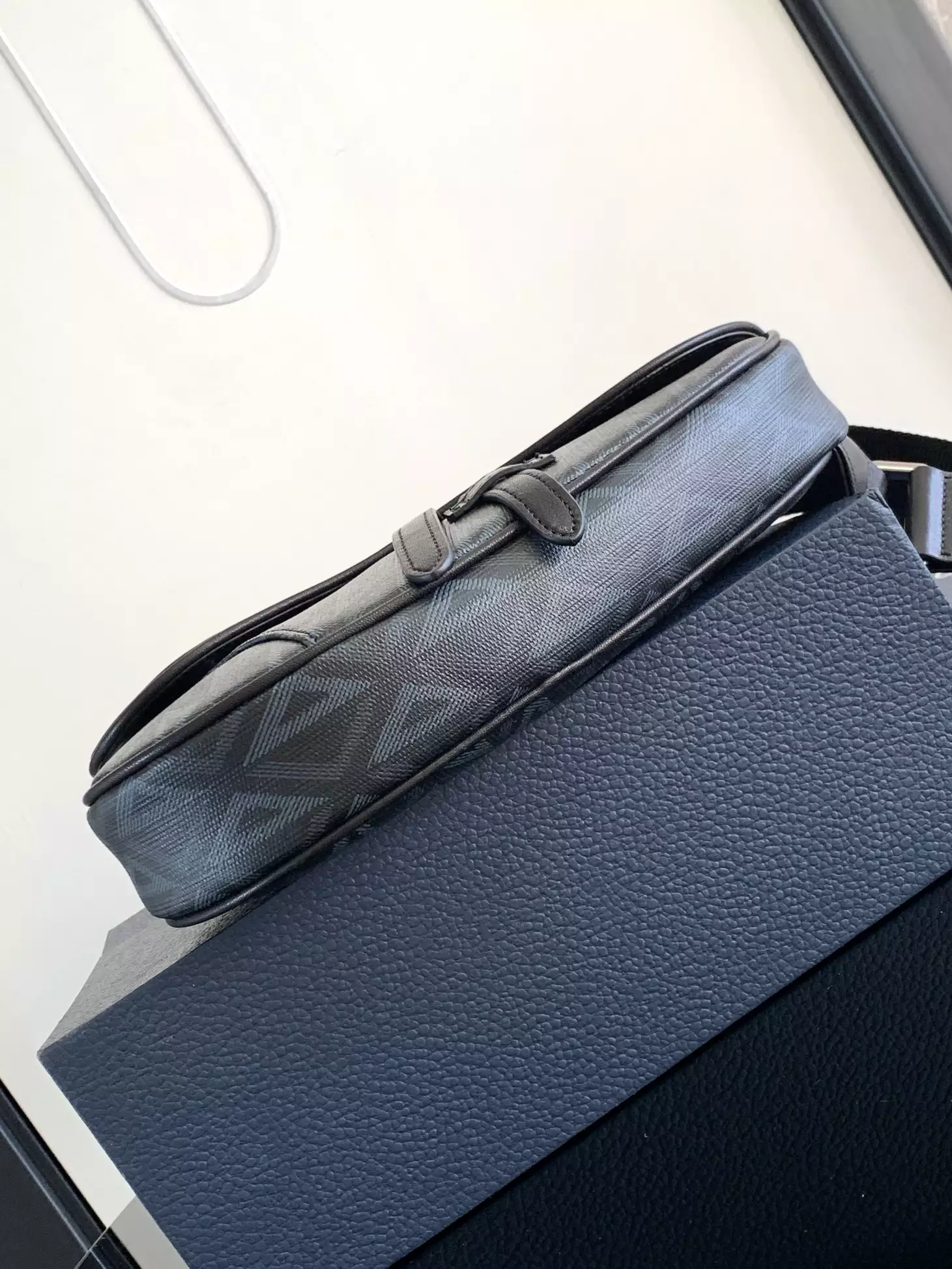 saddle bag black cd Di*m*nd canvas and black smooth calfskin