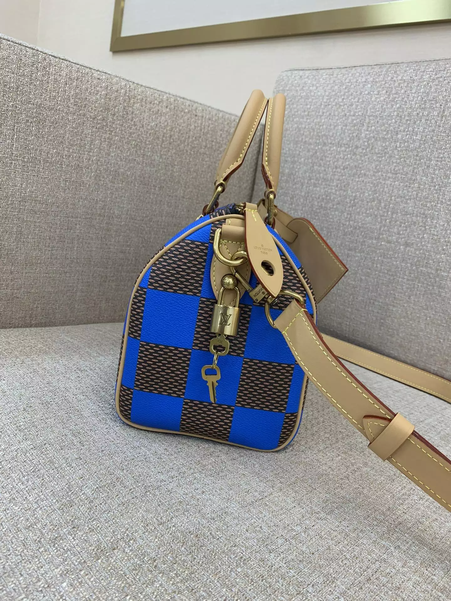 Speedy Bandoulière 25 Blue Damier Pop Canvas