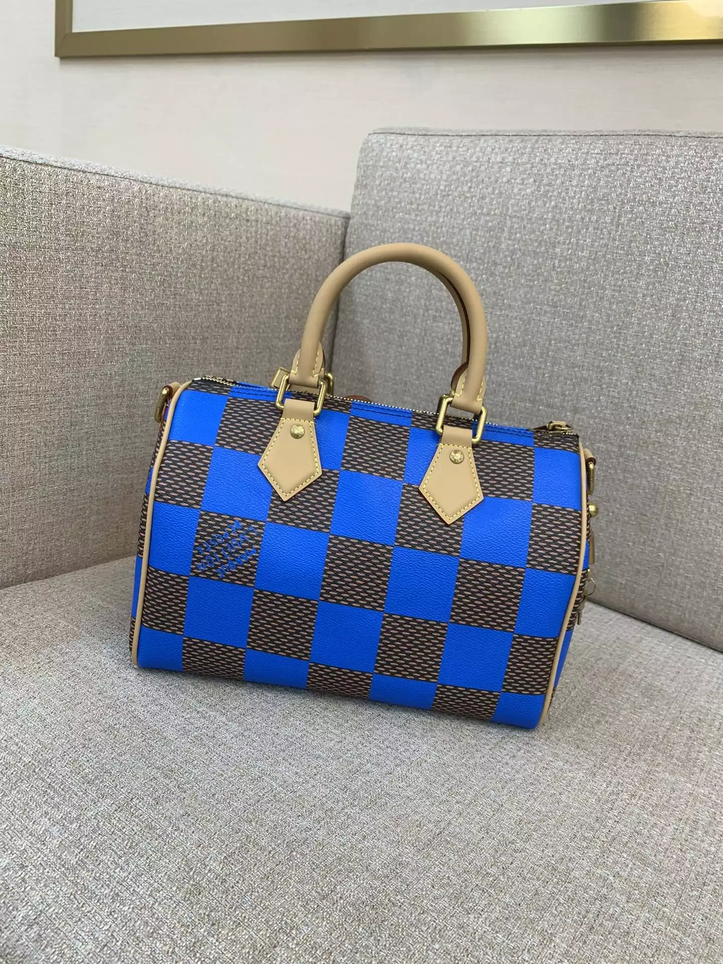 Speedy Bandoulière 25 Blue Damier Pop Canvas