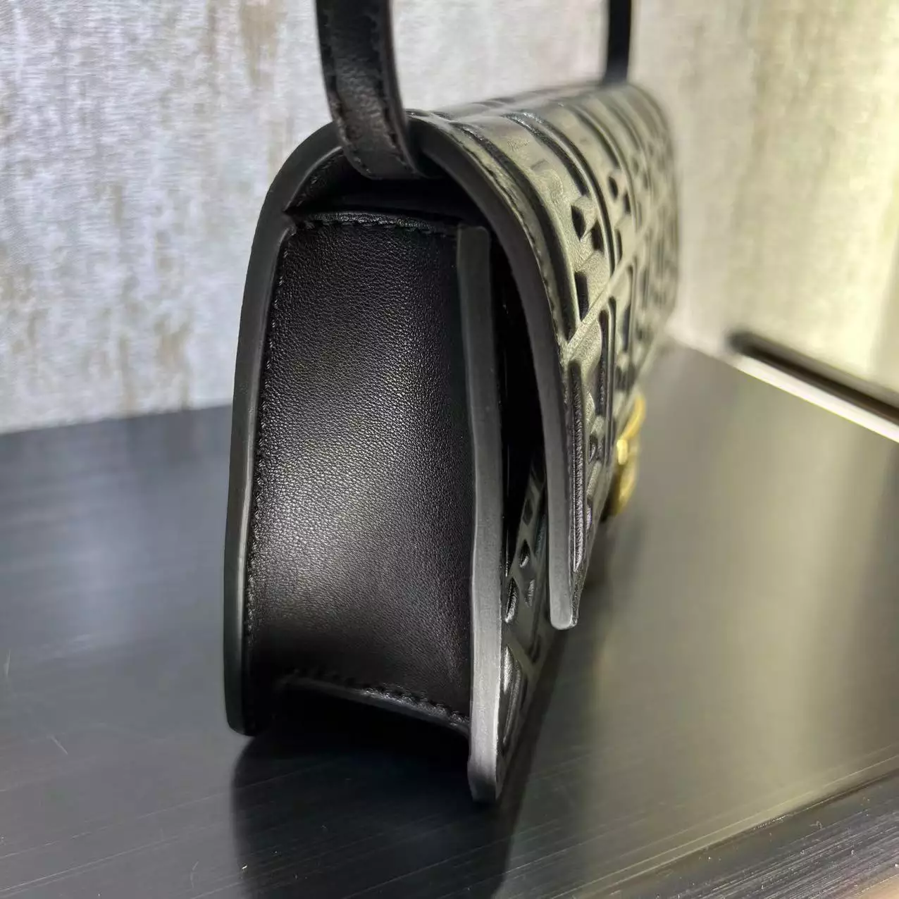 Wallet On Chain Baguette Black Nappa Leather