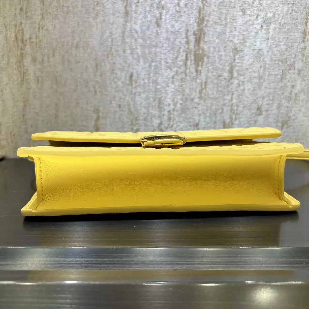 Wallet On Chain Baguette Yellow Nappa Leather