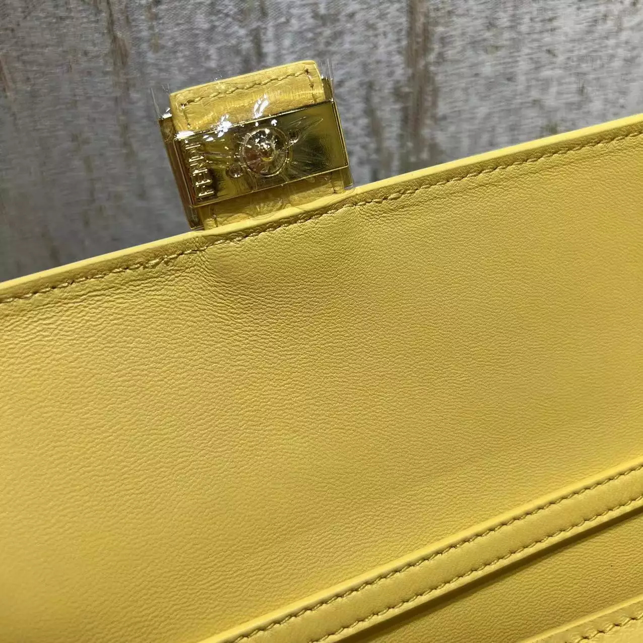 Wallet On Chain Baguette Yellow Nappa Leather