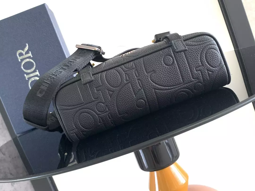 Dior Hit the Road Messenger Bag with Flap Black Dior Gravity Leather and Black Grained Calfskin