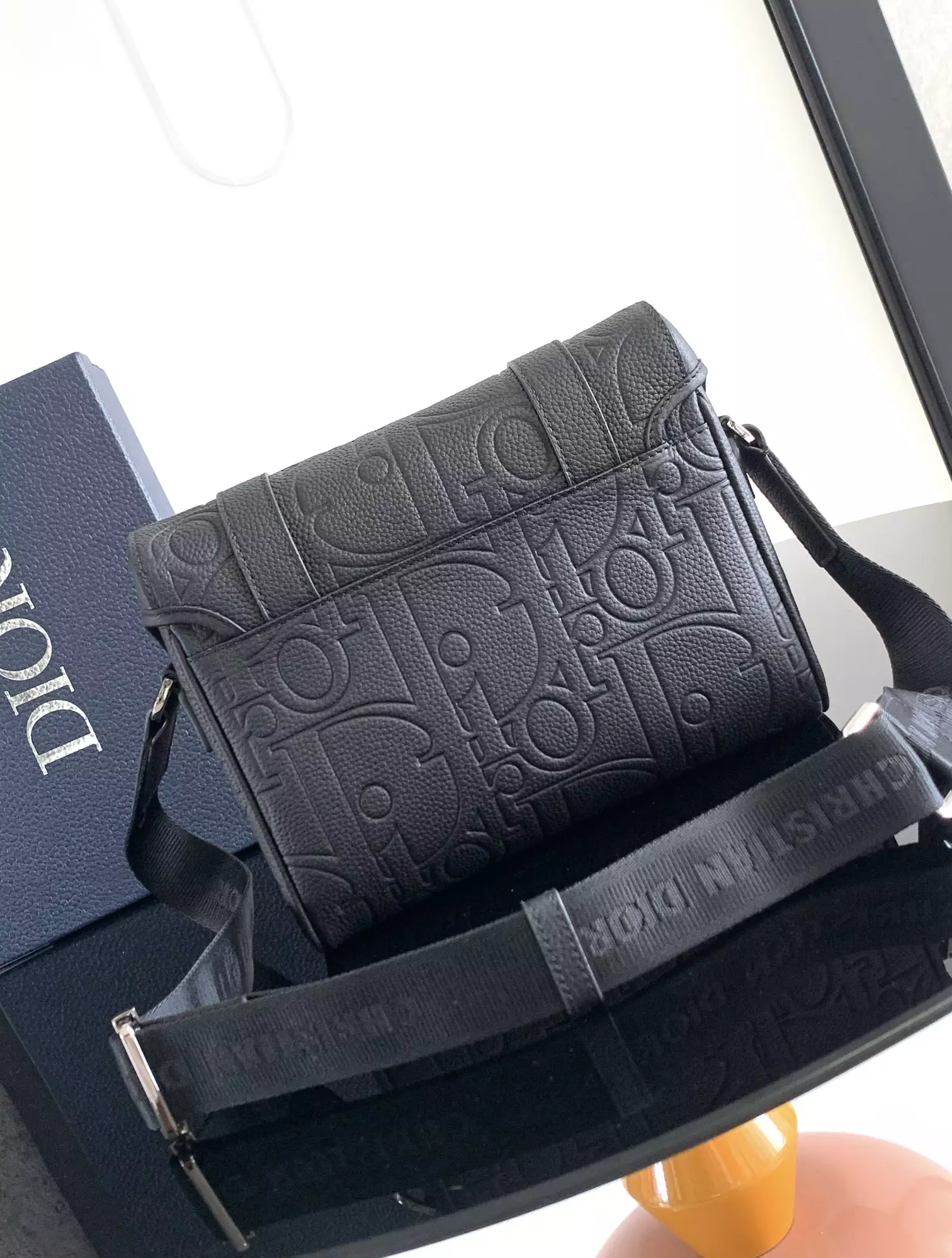 Dior Hit the Road Messenger Bag with Flap Black Dior Gravity Leather and Black Grained Calfskin