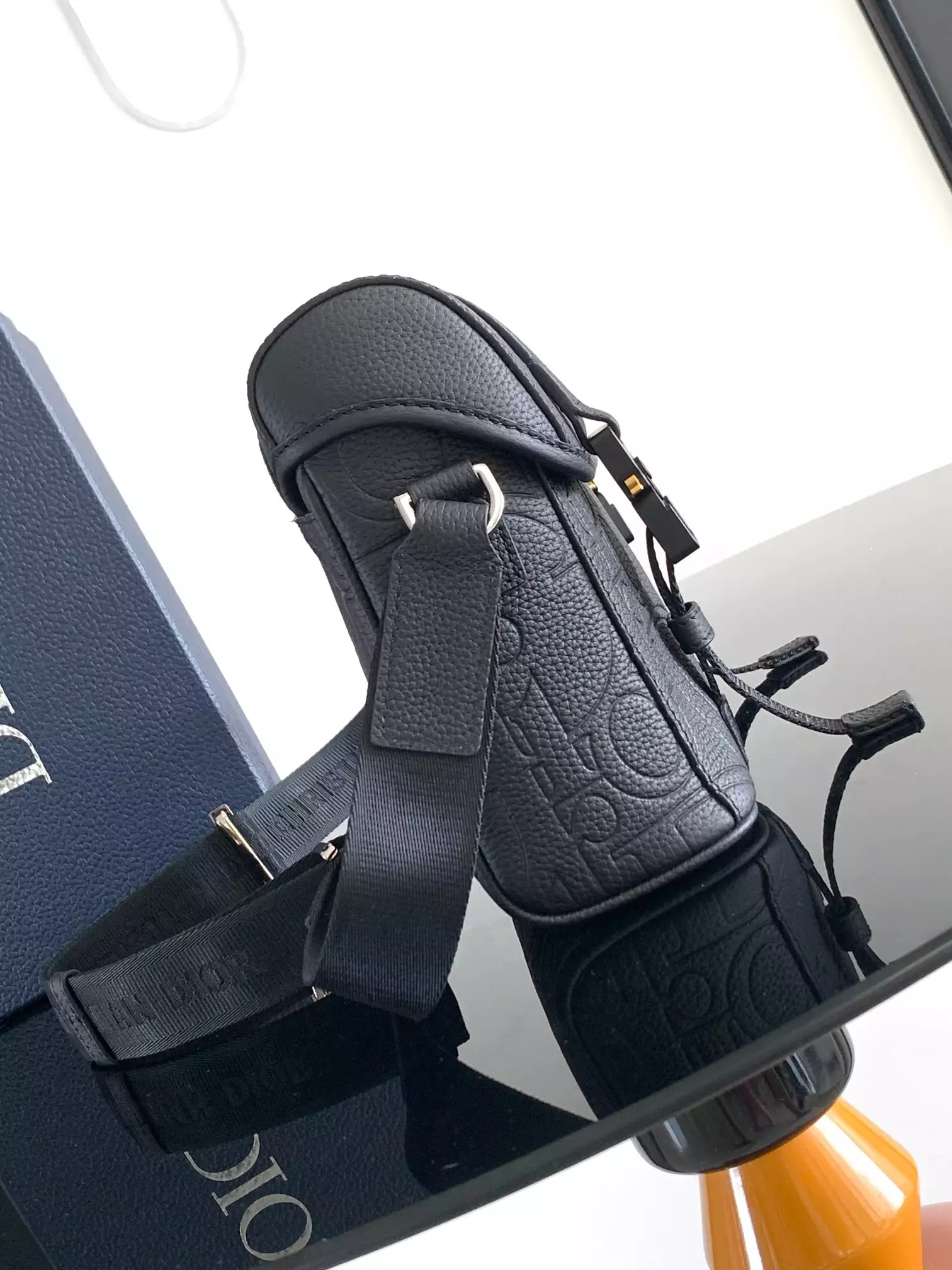 Dior Hit the Road Messenger Bag with Flap Black Dior Gravity Leather and Black Grained Calfskin