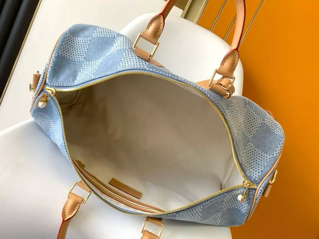 Keepall Bandoulière 50 Blue Damier Denim 3D Cotton Canvas
