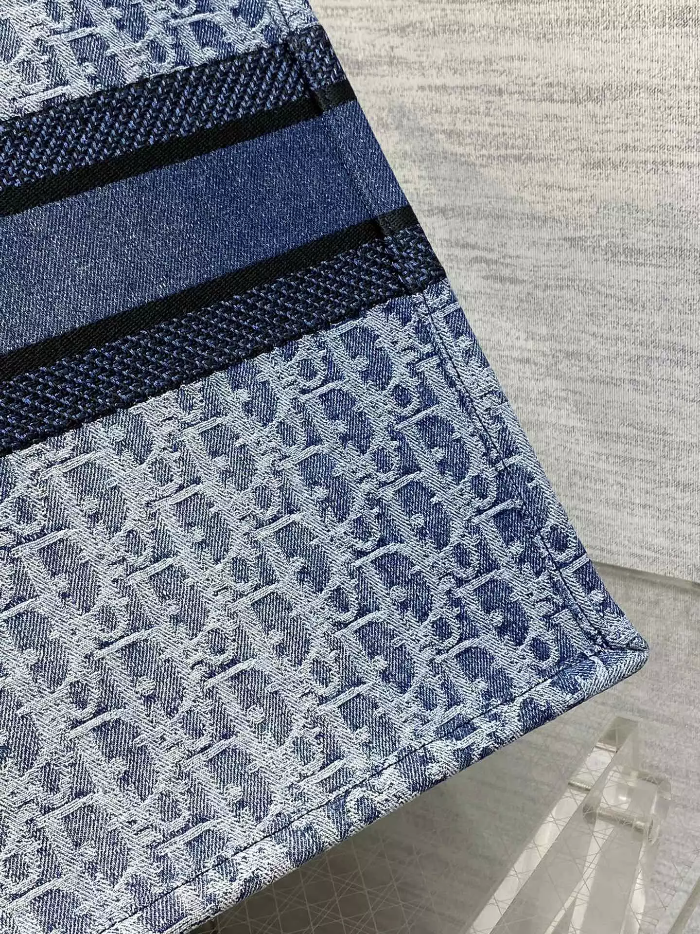 Large Dior Book Tote Blue Denim Dior Oblique Jacquard