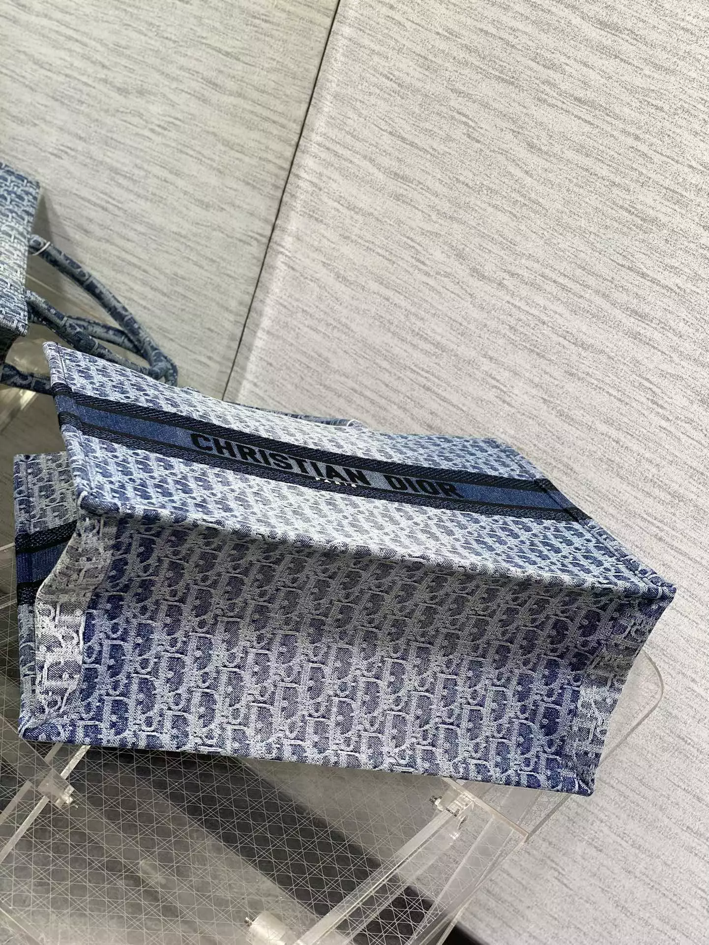 Large Dior Book Tote Blue Denim Dior Oblique Jacquard