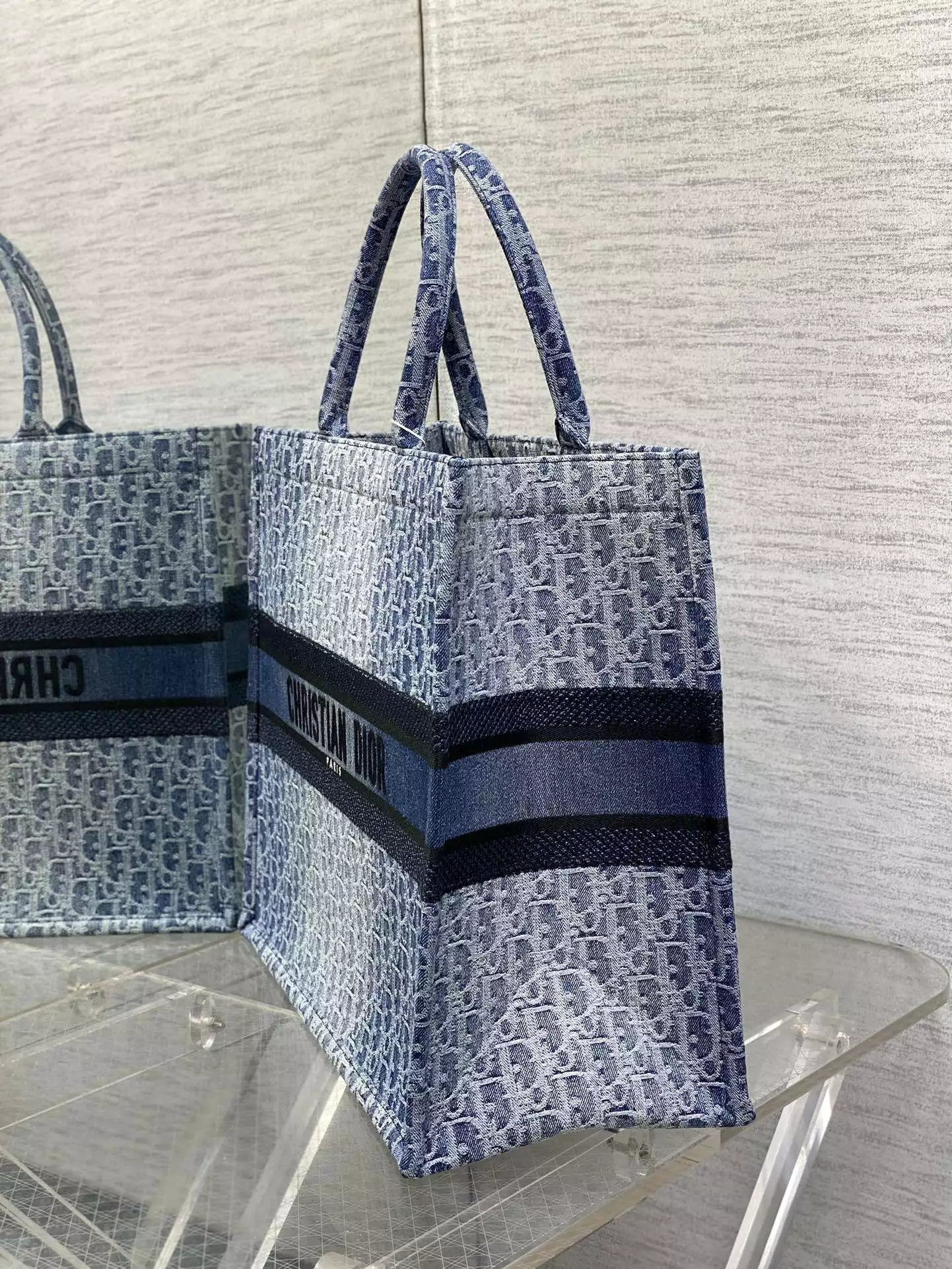 Large Dior Book Tote Blue Denim Dior Oblique Jacquard