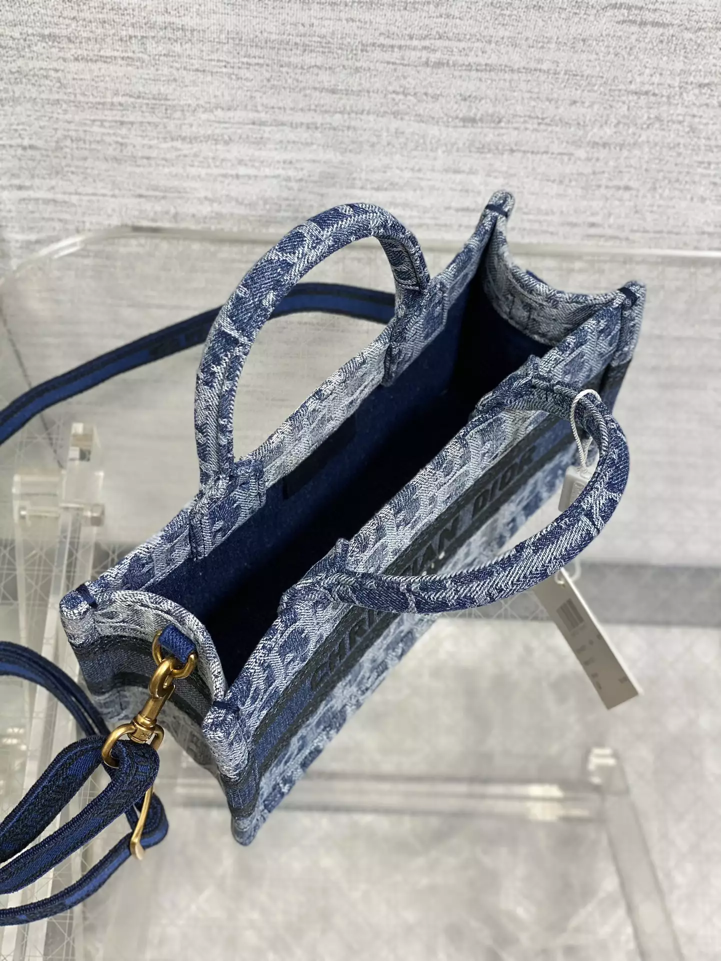 Mini Dior Book Tote Blue Denim Dior Oblique Jacquard