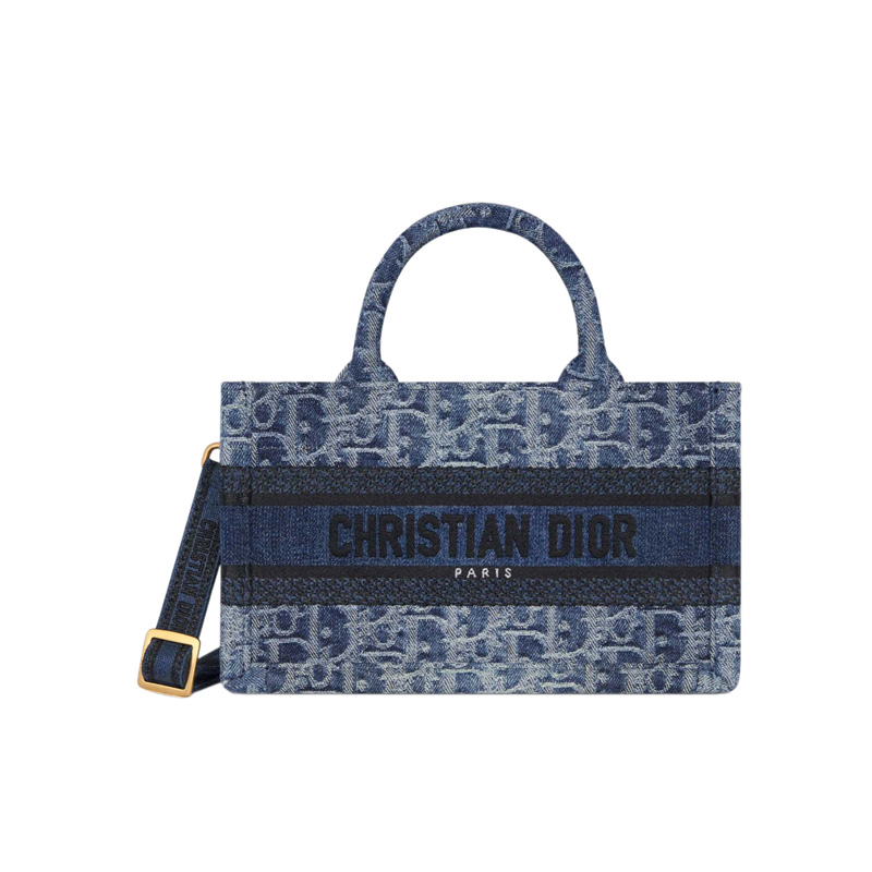 Mini Dior Book Tote Blue Denim Dior Oblique Jacquard