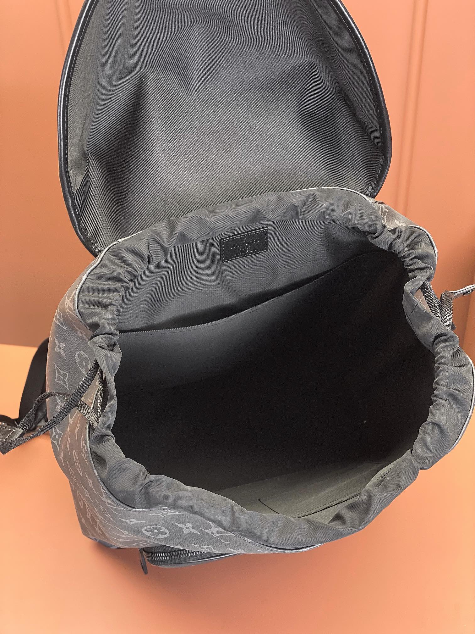 Montsouris Backpack Monogram Eclipse Canvas and Black Leather