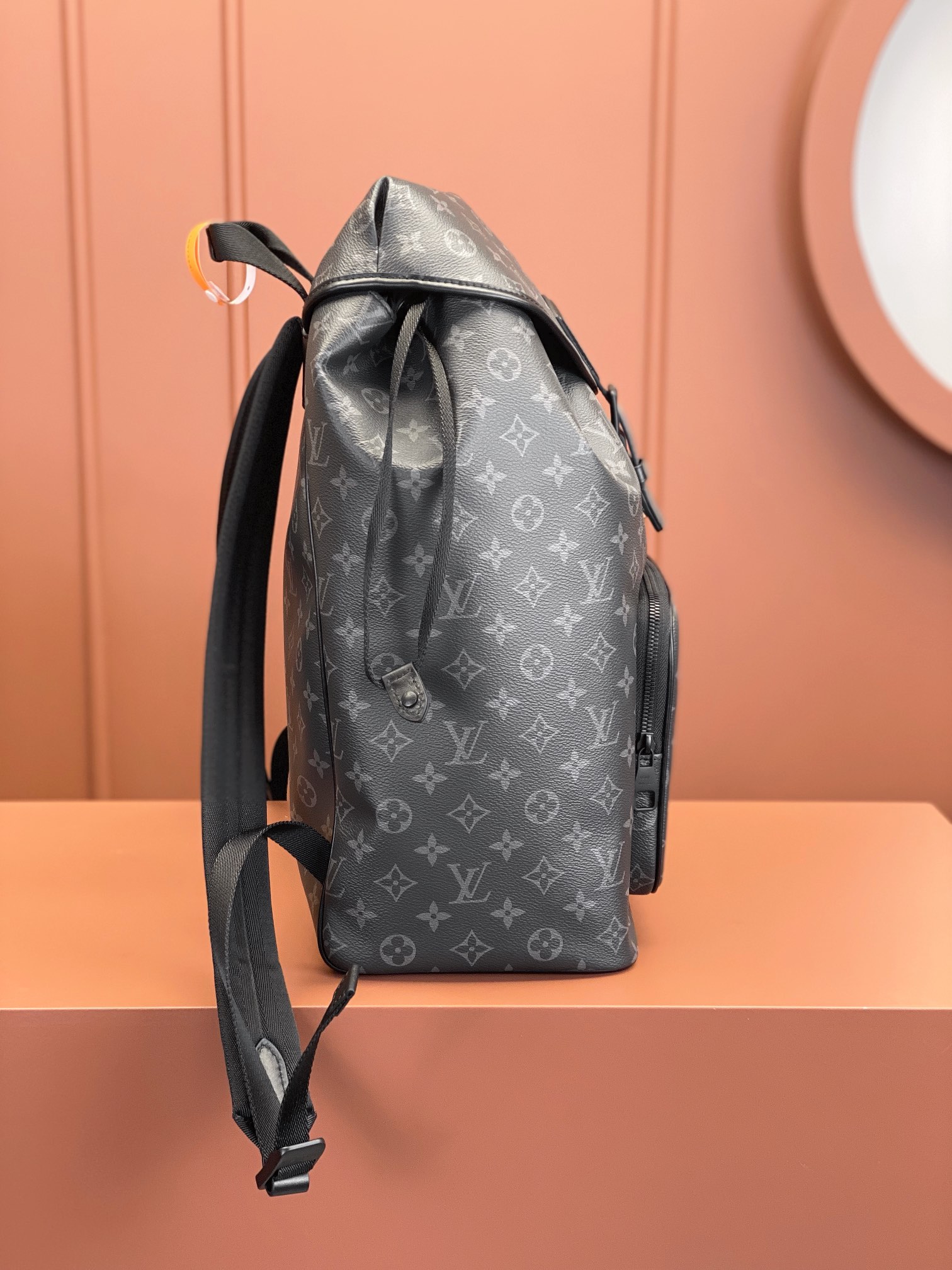 Montsouris Backpack Monogram Eclipse Canvas and Black Leather