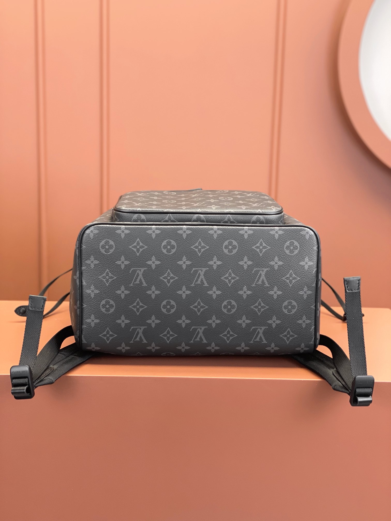 Montsouris Backpack Monogram Eclipse Canvas and Black Leather