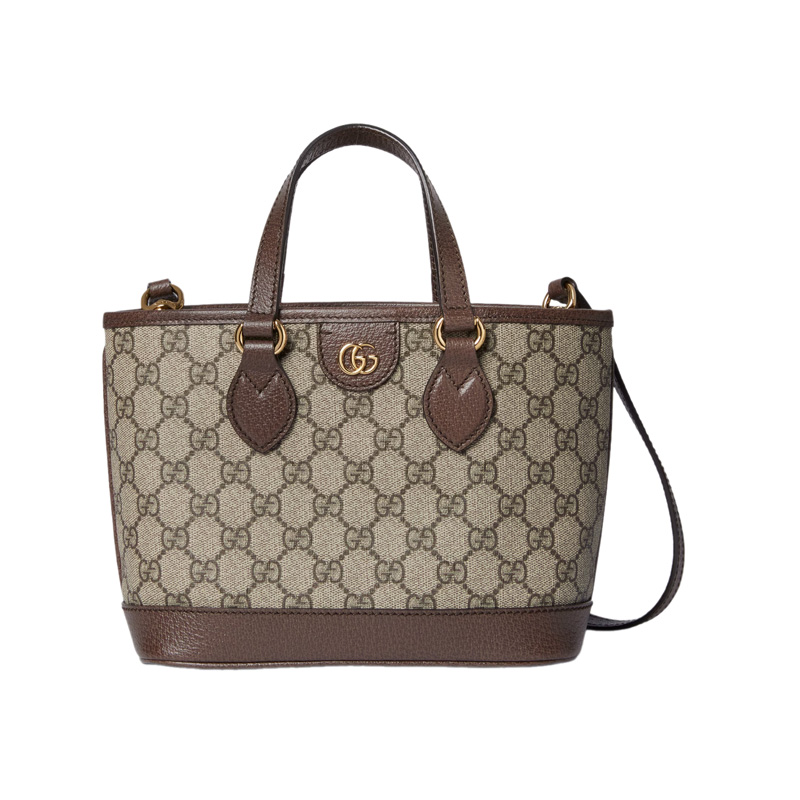 Ophidia Mini Tote Bag in Beige and Ebony GG Supreme Canvas