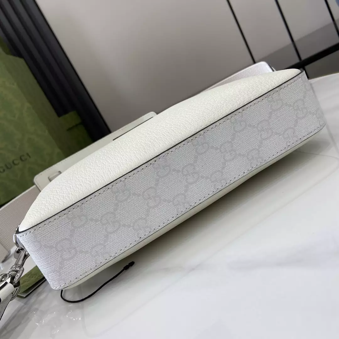Small GG Crossbody Bag with Tag White Leather - GB361