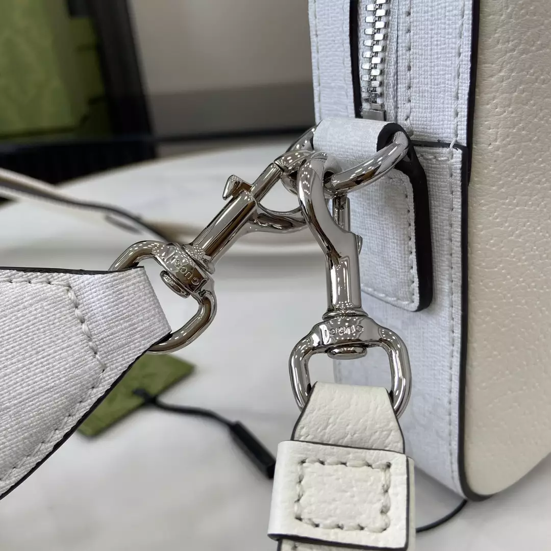 Small GG Crossbody Bag with Tag White Leather - GB361