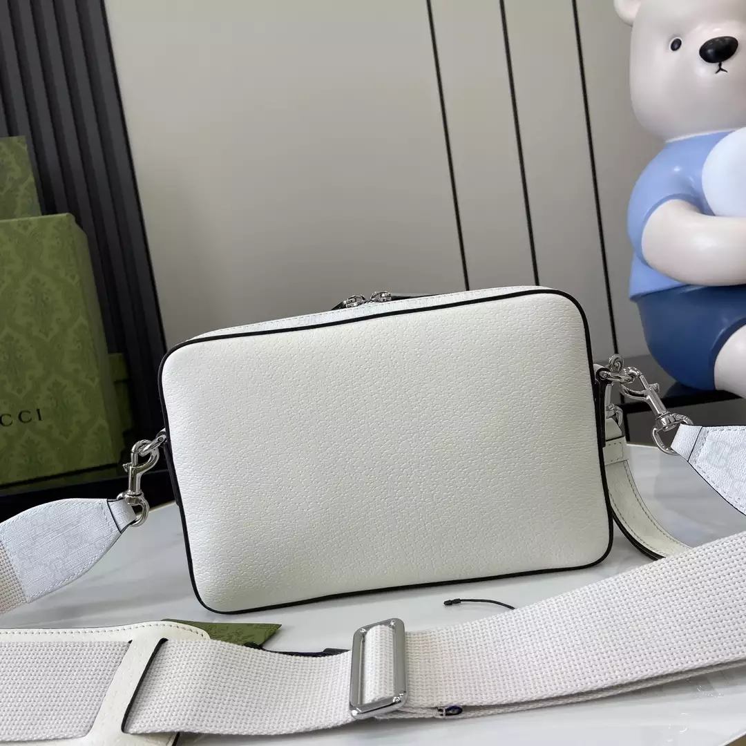 Small GG Crossbody Bag with Tag White Leather - GB361
