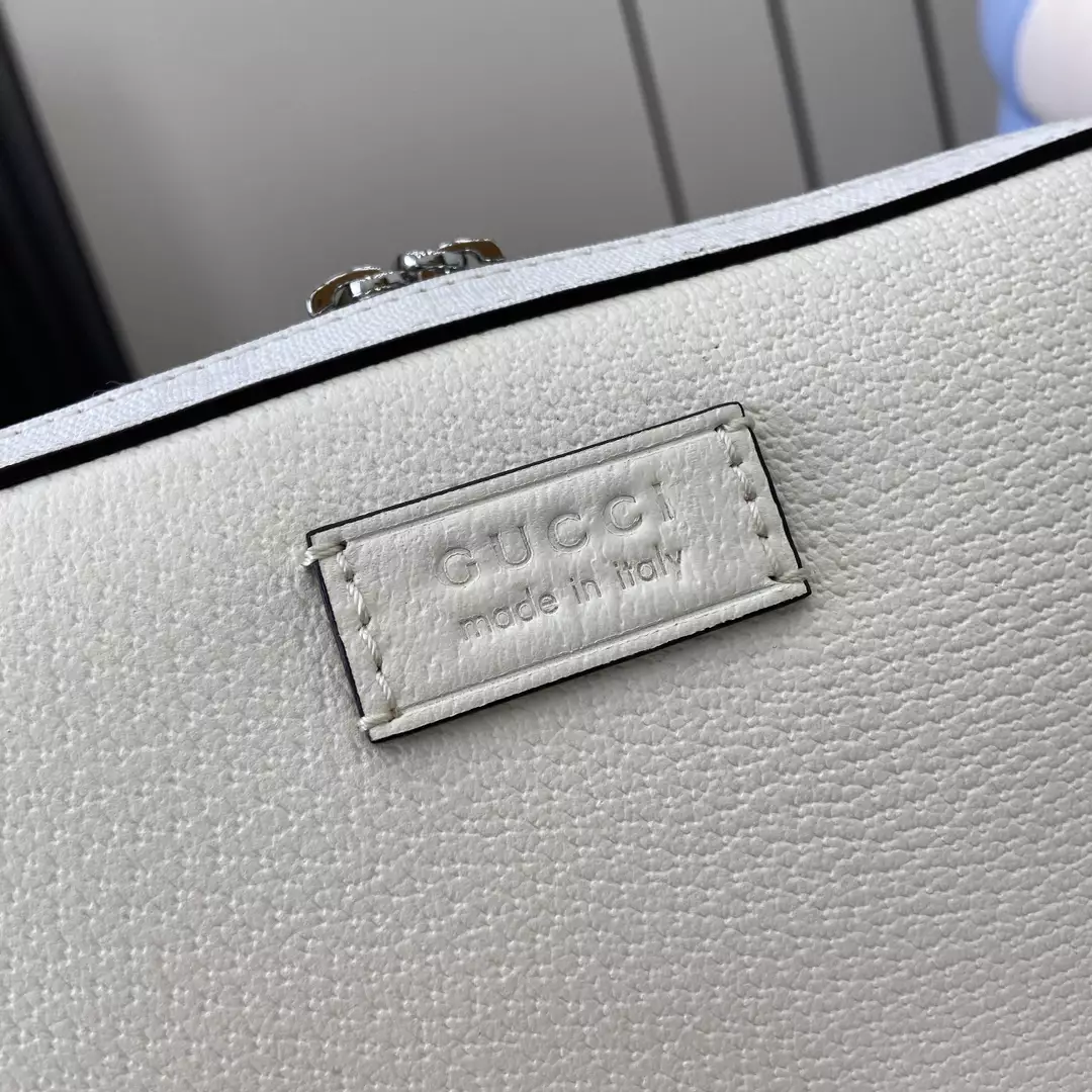 Small GG Crossbody Bag with Tag White Leather - GB361