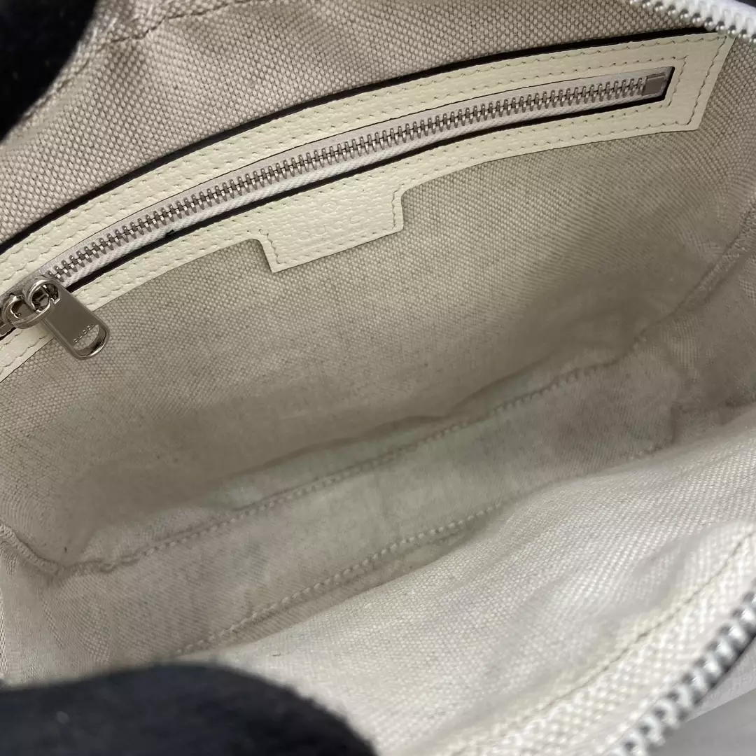 Small GG Crossbody Bag with Tag White Leather - GB362