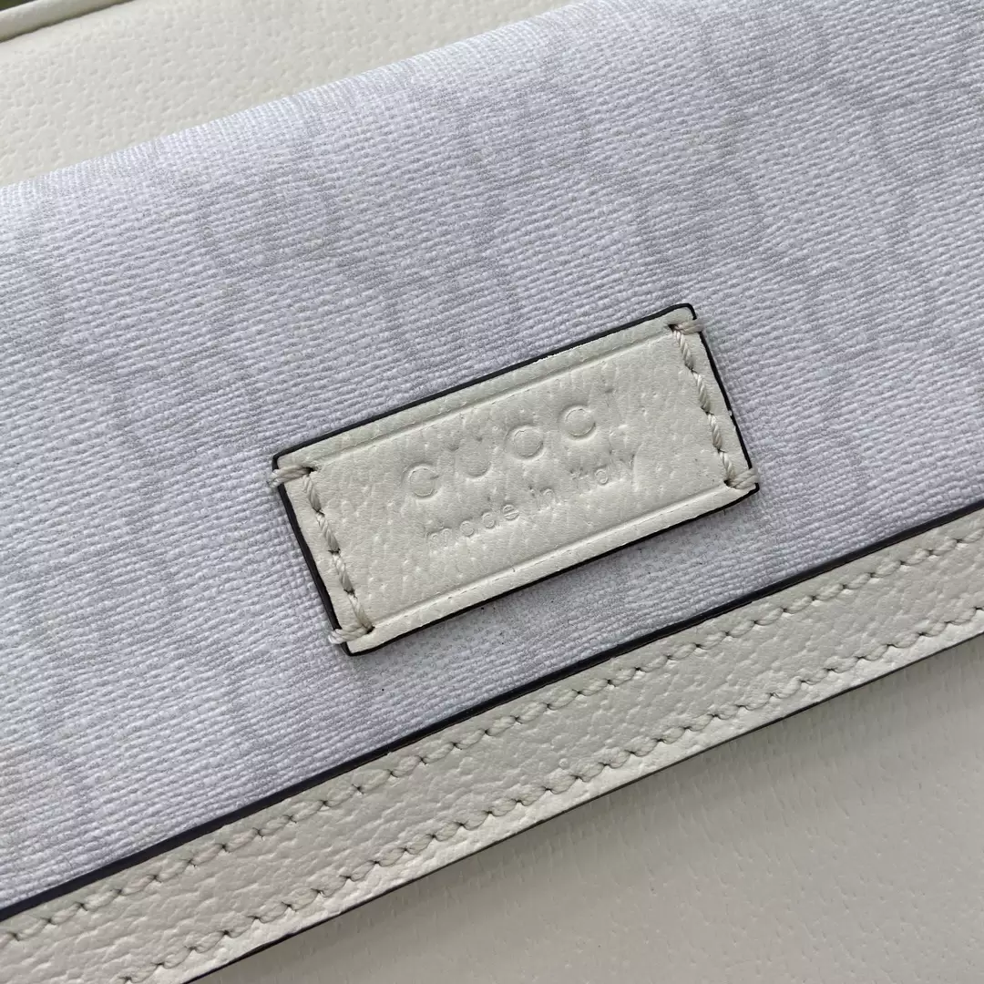 Small GG Crossbody Bag with Tag White Leather - GB362